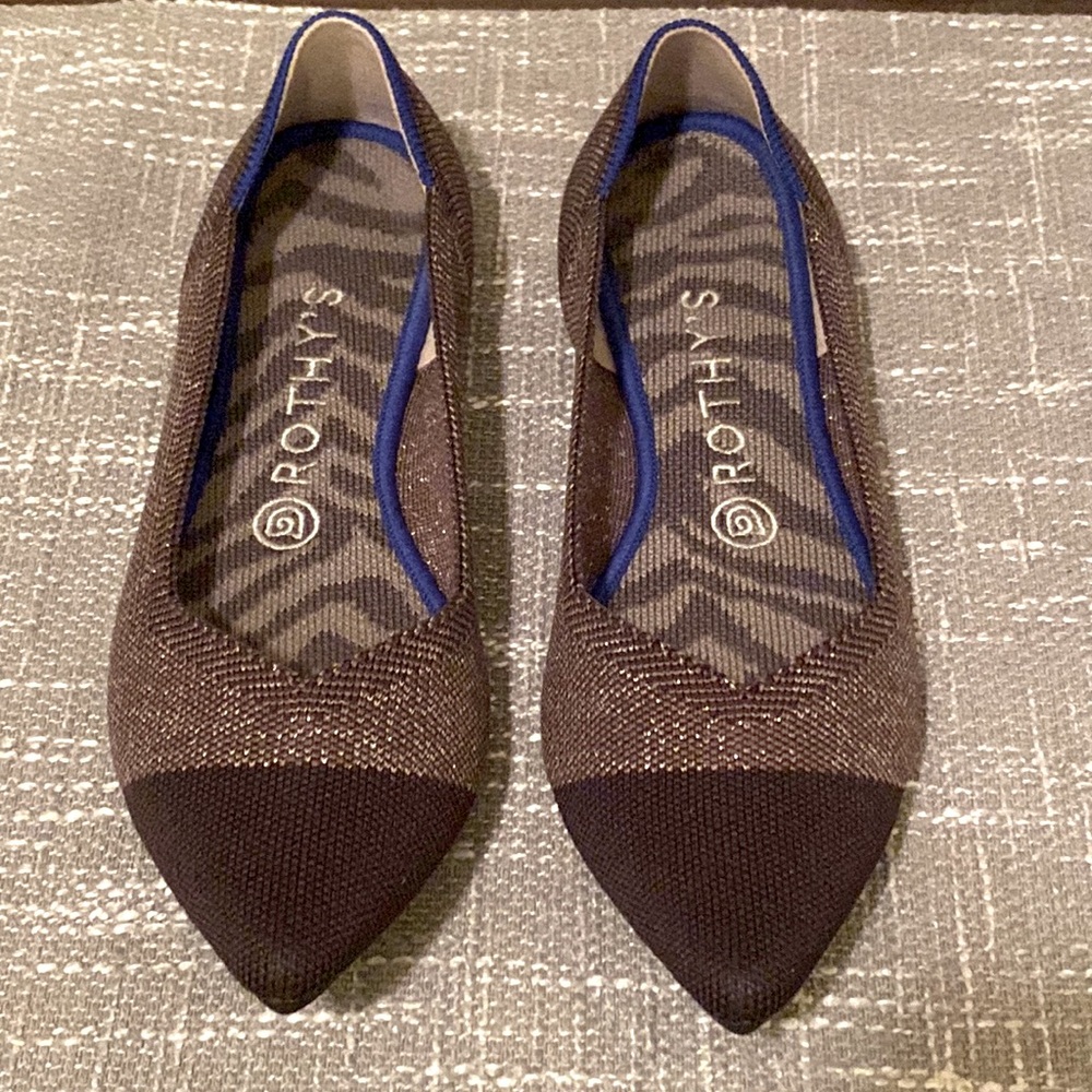 Rothy’s The Points Twilight Metallic Brown Capped Toe Size 8.5